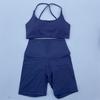 JYL Summer Shorts Set Soft Naked Tight Shorts Cross Back Yoga Set