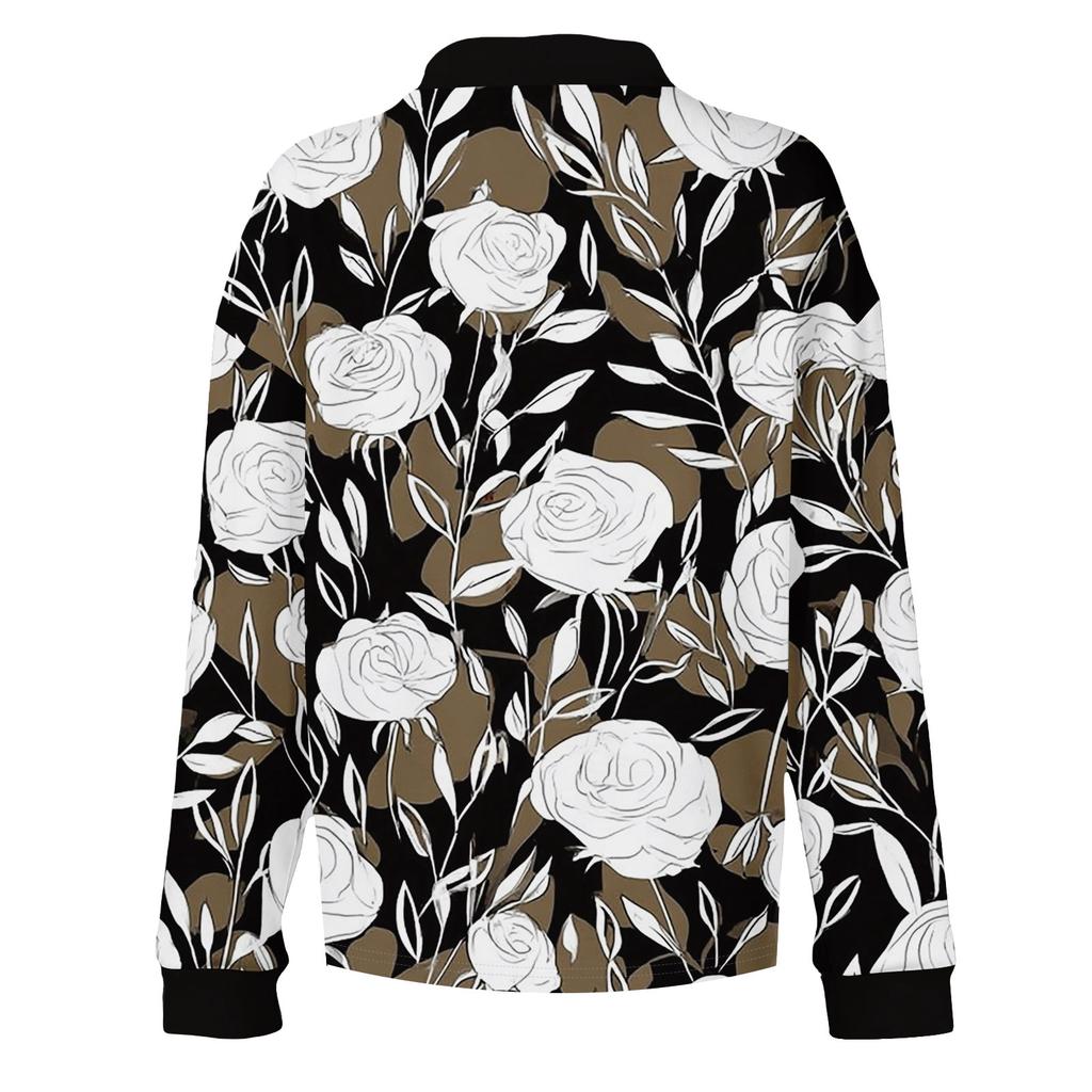 Women's Retro Street Lazy V,neck Long Sleeve Button Floral Print Pullover Top