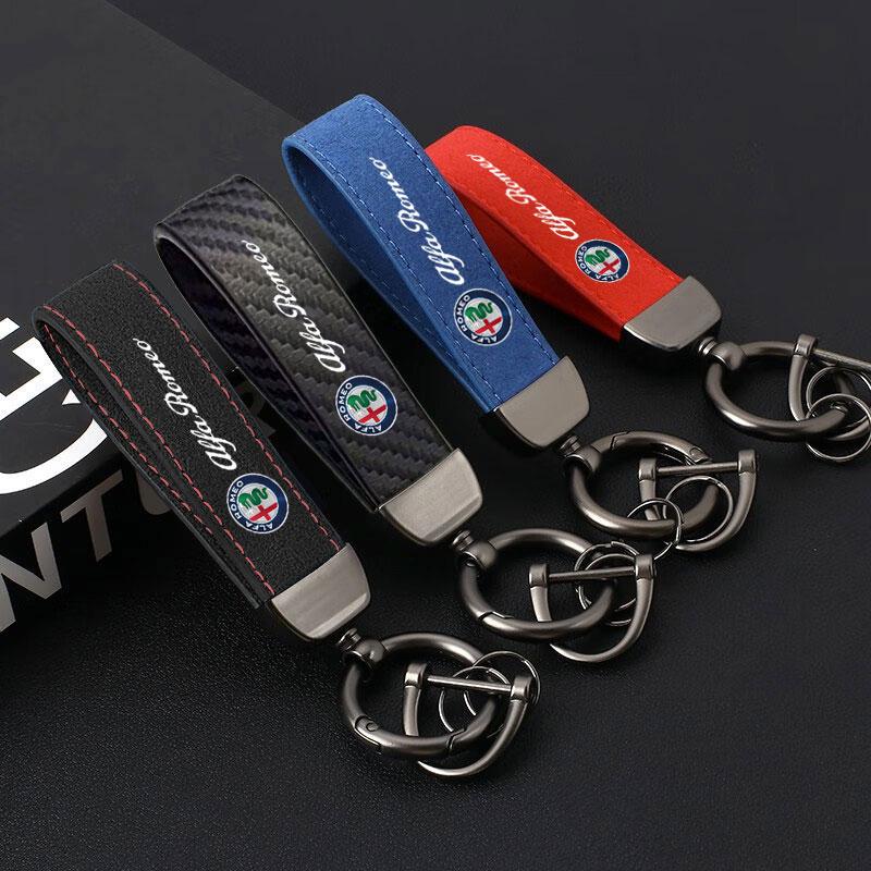 Car Leather Keychain Key Ring Holder Key Strap Wallet Gifts For Alfa Romeo Giulia Stelvio Giulietta 159 147 156 166 Accessories