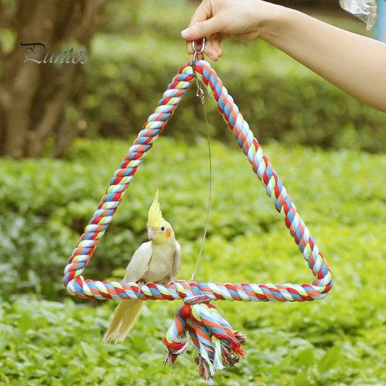 Triangle Cotton Rope Swing Pet Birds Parrot Biting Grinding Climbing Cage Toy