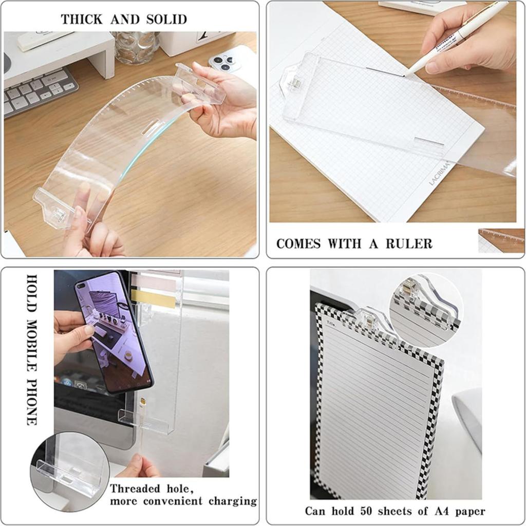 Screen Message Memo Board for Sticky Note Transparent Name Card Phone Holder Keeps Stationery Tidy Suitable for Office Desks Home Study Desktop