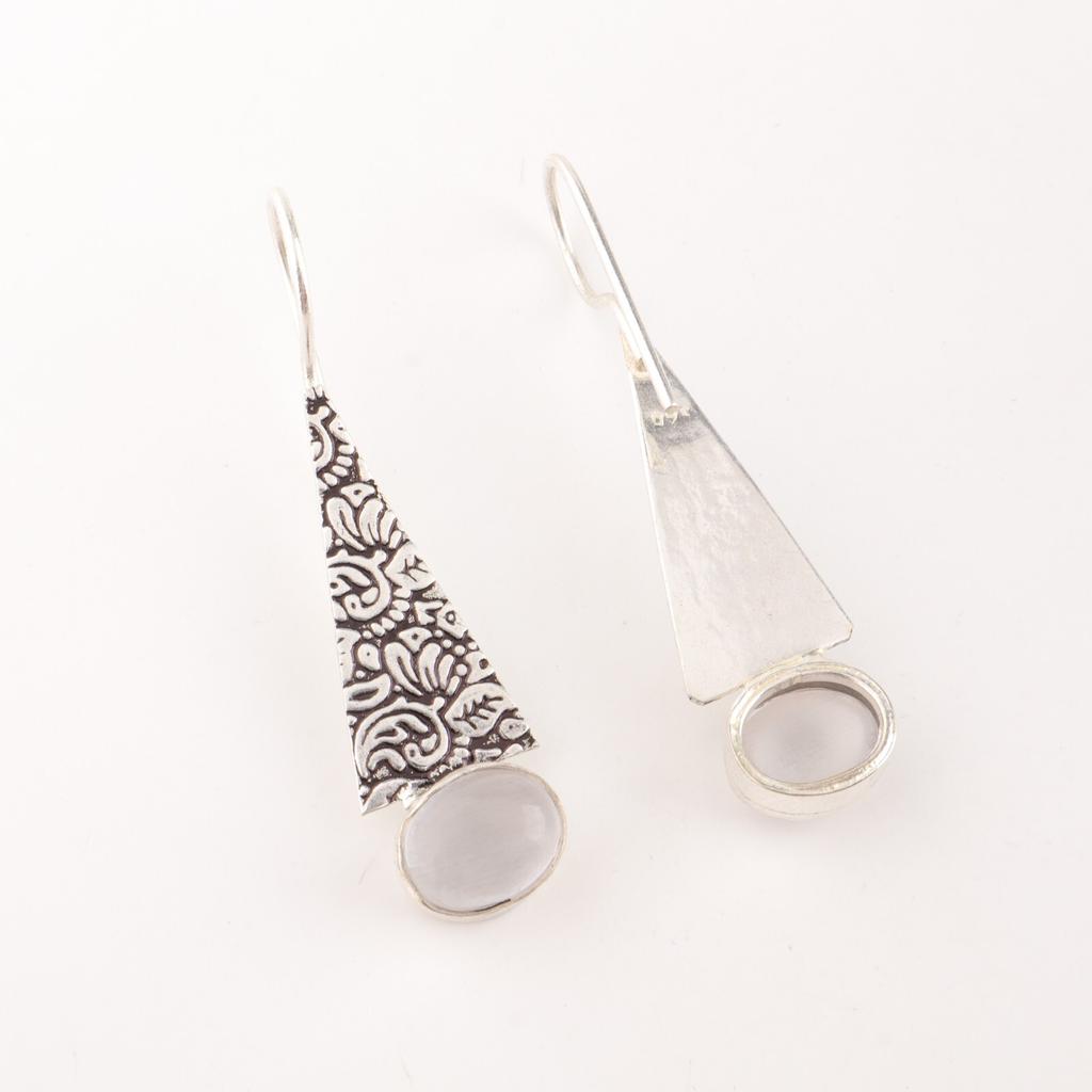 Natürlicher Selenit Edelstein 925 Sterling Silber Schmuck Handgemachte Ohrringe 1,9" EE-165-39