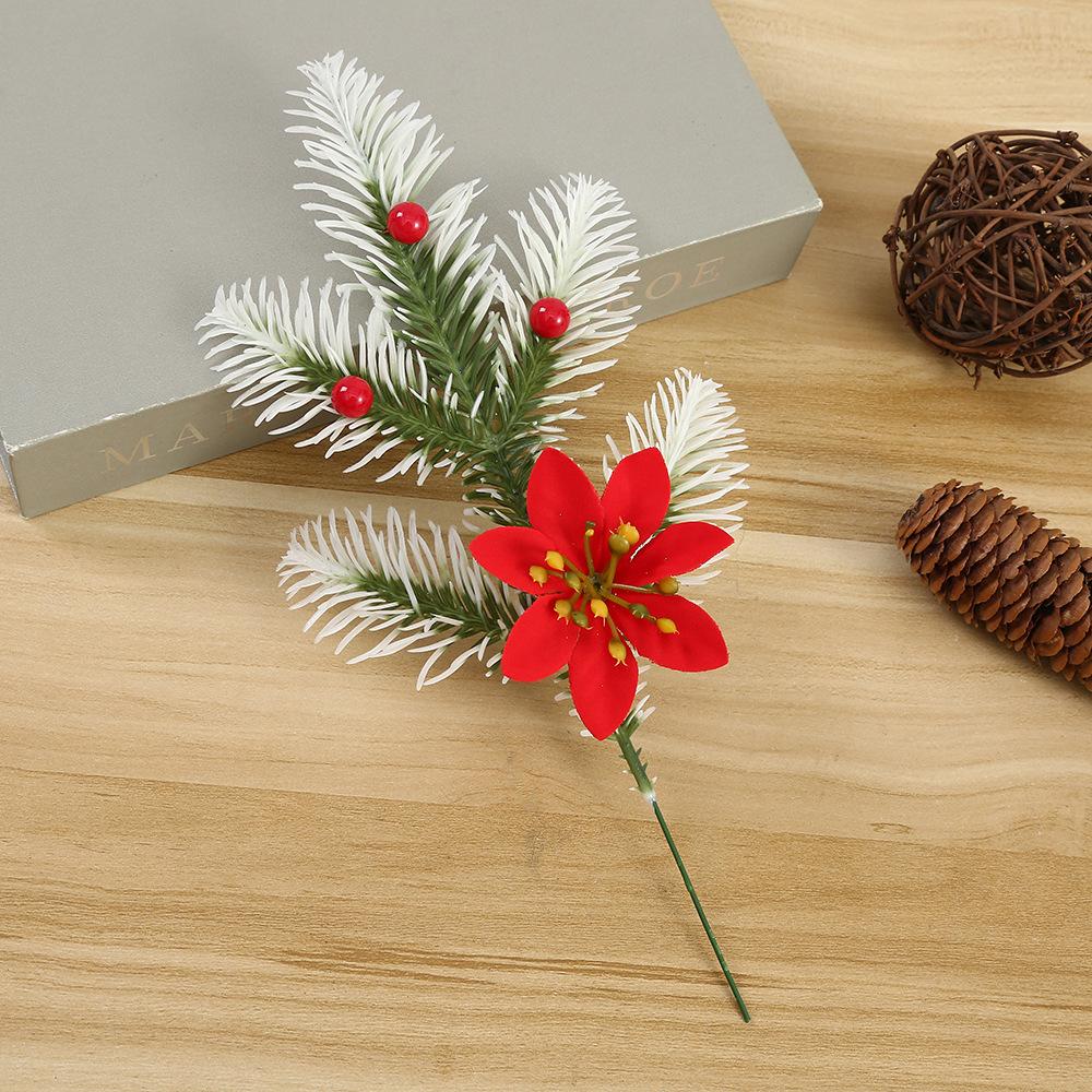 Aghi di Pino Simulati, Singoli, Natale, Aghi di Pino con Frutti in Polpa Rossa, Composizione Floreale, Casa Vacanze, Decorazione Atmosfera Fiori Artificiali