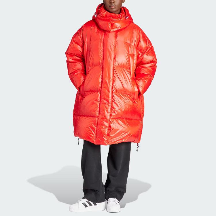 Adidas Originals Puffer Jacket With Hood Women Outerwear Red IR7118