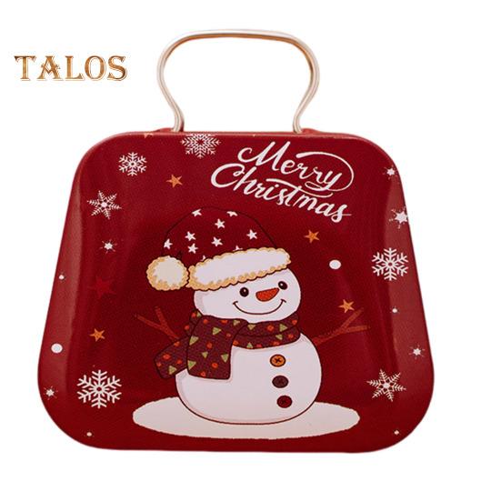 

Рождественская коробка для конфет с ручкой, мини-железная сумка, снеговик, Санта, держатель для закусок, рождественские сувениры, праздничный контейнер для хранения сладостей E