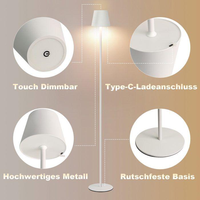 Lampadaire salon LED - NETTLIFE - 125 cm - Dimmable - 3 températures de couleur - Batterie USB