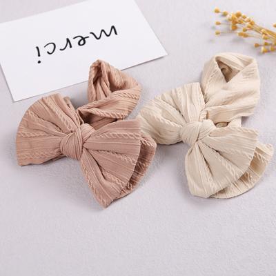 Double Bowknot Baby Headband Soft Nylon Elastic Kids Headwear For Baby Girl Princess Solid Color Newborn Hair Band Accessories