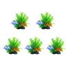Realistic Artificial Green Plant Set of 4 with Base for Fishtanks Home Office Aquariums Underwater Landscape Accessories
