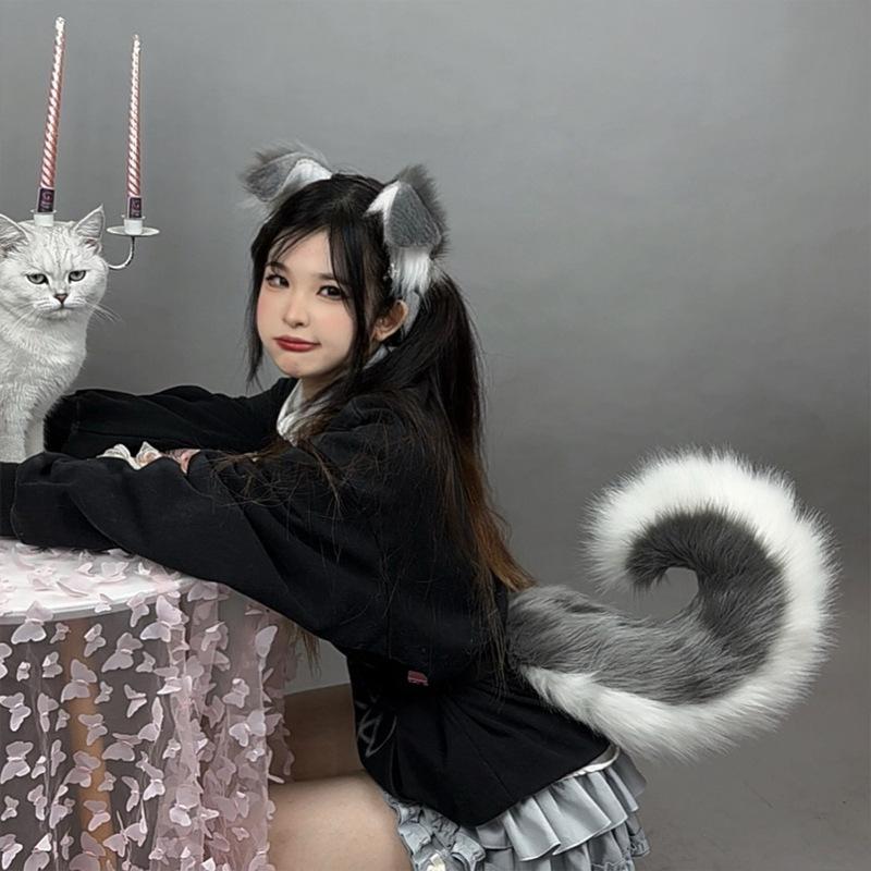 1Pcs Furry Anime Dog Ear Headband Tail Set Cute Cosplay Dress Up Accessories for Comic-Con Roleplay Events