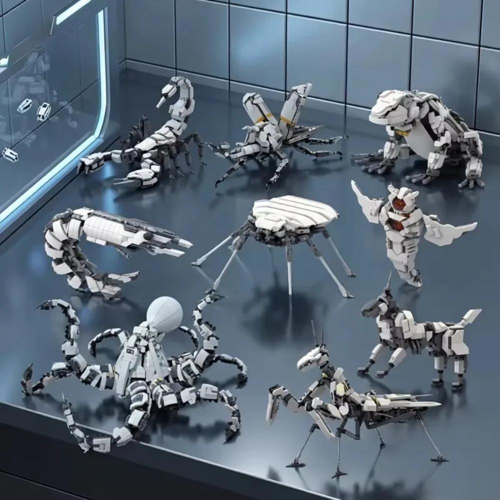 MOC Kreatives Mechanisches Tier Set: Gottesanbeterin, Frosch, Skorpion Kombinationsbausteine DIY Puzzle Montagespielzeug Geschenk Dekoration