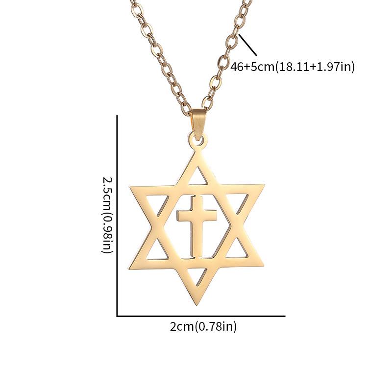 European and American Simple and Fashionable Six Point Star Series Mens Necklace Stainless Steel Electroplating and No Loss of Color Couples