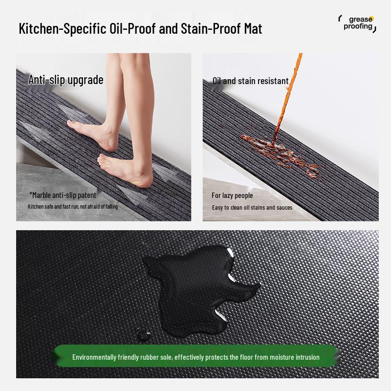Water Absorbent Anti-Slip Oil-Proof Kitchen Floor Mat - Wash-Free, Dirt-Resistant Full Coverage Entryway Mat