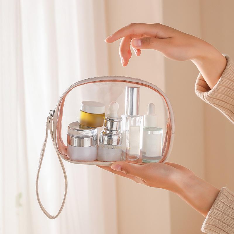 2025 New Model, Portable, Transparent, Semi-circular Makeup Bag, PVC Material, Cosmetics Storage Bag, Waterproof Travel Wash Bag
