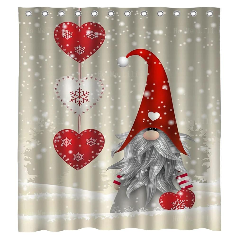 

Милый мультяшный солдат-щелкунчик Рождественский гном Любящее сердце Снежинка Занавеска для душа от Ho Me Lili для декора ванной 90x180 cm