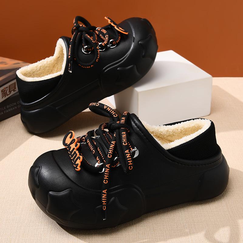 

Autumn and winter home slippers men s indoor and outdoor thick bottom warm couple cotton slippers 36-37 чорний