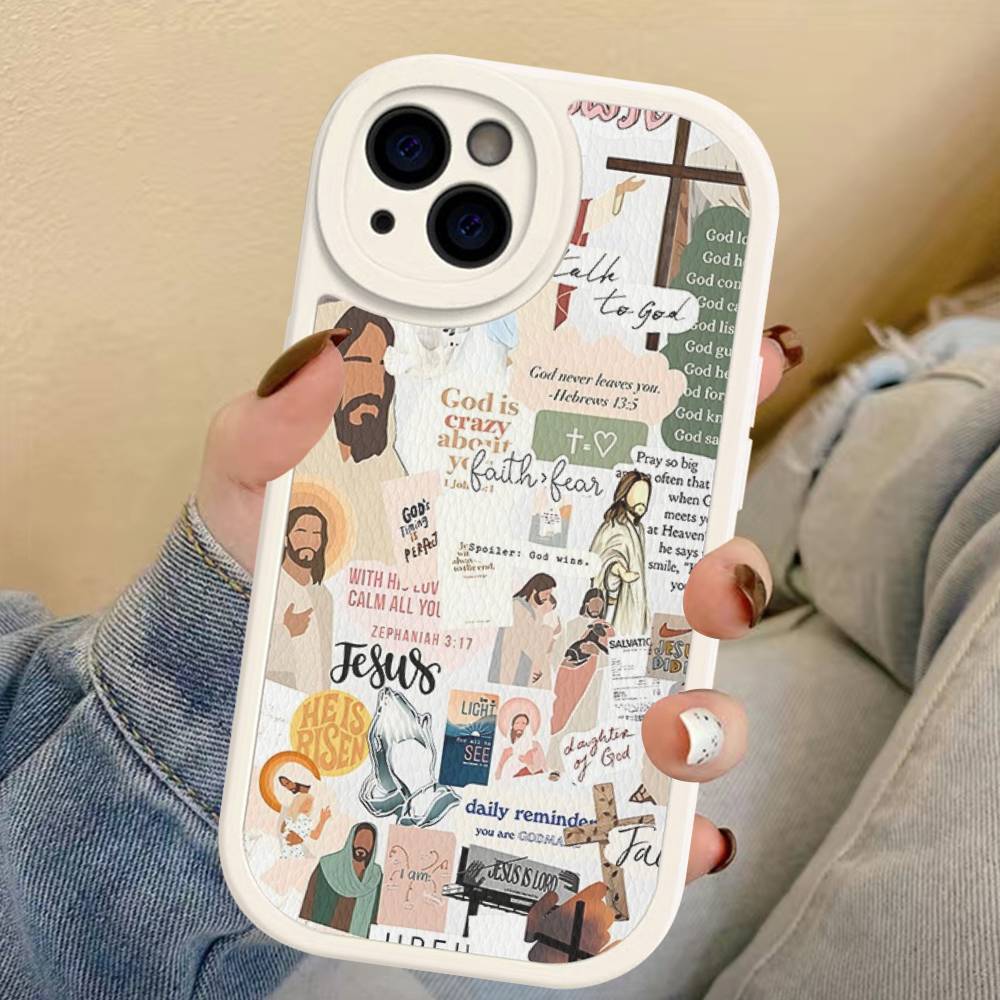 

Verse Of The Christian Bible Jesus For IPhone 16 15 14 13 12 11 Pro Max Plus Leather Phone Cover iphone X