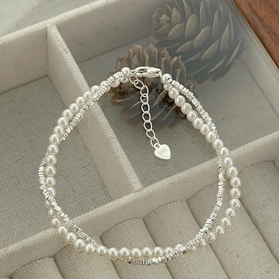 925 Sterling Silver Star Beaded Bracelets For Women Vintage Korean Double Layered Adjustable Bracelet Party Exquisite Jewelry