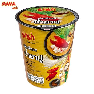 MAMA Puodelis greitai paruošiamų ryžių makaronų krabų kario skonio 55 gx 6 vnt - tailandietiškas maistas
