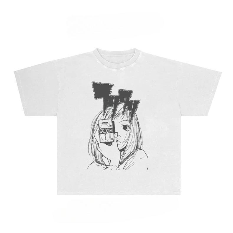 Y2k Girl Graphic Unisex Cotton T-shirt Tee Casuai Short Sleeve Crewneck Top Fashion Streetwear Autumn Graphic T Shirts