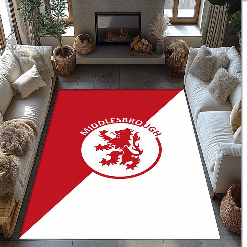 Tappeto Morbido per Pavimento Antiscivolo Decorazione Sportiva Middlesbrough FC Calcio Calcio Pattern per Camera da Letto