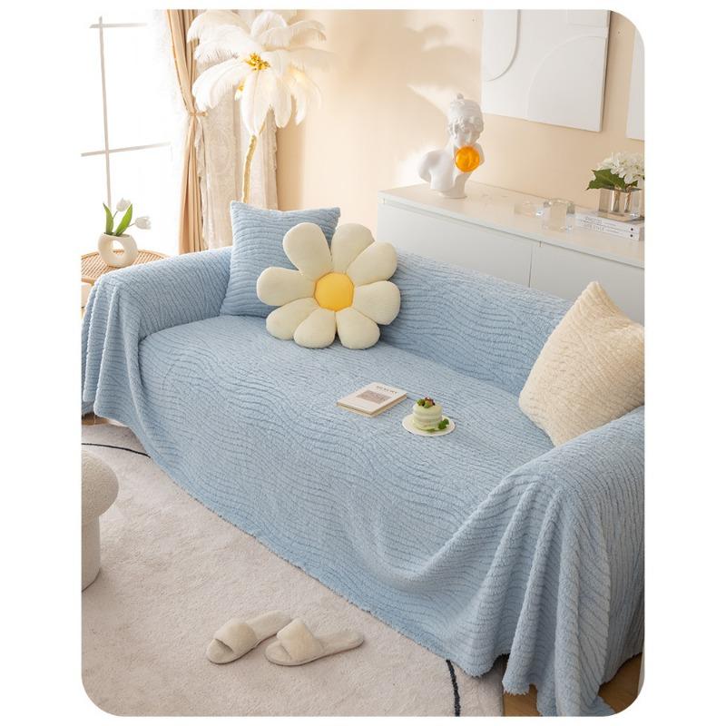 

Крем Чехол на диван в стиле Инс Осень и Зима Плюшевый Чехол-подушка для дивана Одеяло Полностью закрывающий чехол Чехол Спинка Подлокотник Все включено 180*130cm