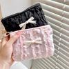 Cute Makeup Bag for Women Korean Style Lace Bow Cosmetic Pouch Large Capacity Travel Toiletry Organizer Zipper Clutch Coin Purse