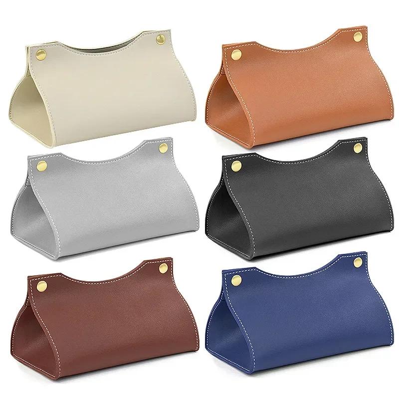 New Tissue Box Holder Home Living Room Coffee Table Desktop Simple Napkin Box Kitchen Storage Paper Box PU Leather Organizers