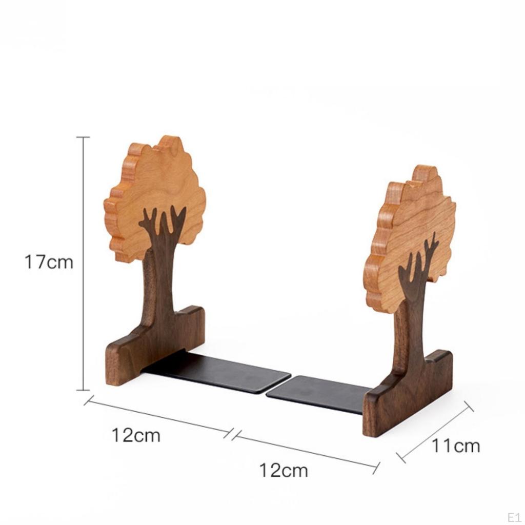 Bookends with Sliding Plates Adjustable Tree Freestanding Book Ends for Readers, Students,
