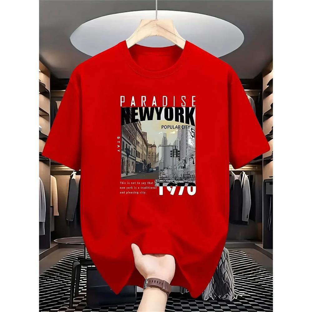 

Мужская модная повседневная футболка с круглым вырезом, удобная универсальная футболка с коротким рукавом, слегка эластичная, летняя трикотажная ткань XXXXXL красный