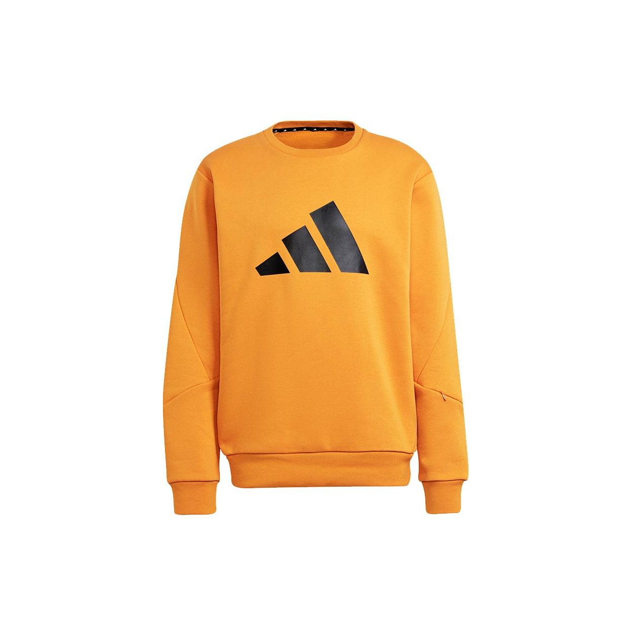 Men s adidas Fi Wtr Crew Large Logo Printing Sports Round Neck Pullover Orange H46508 XL