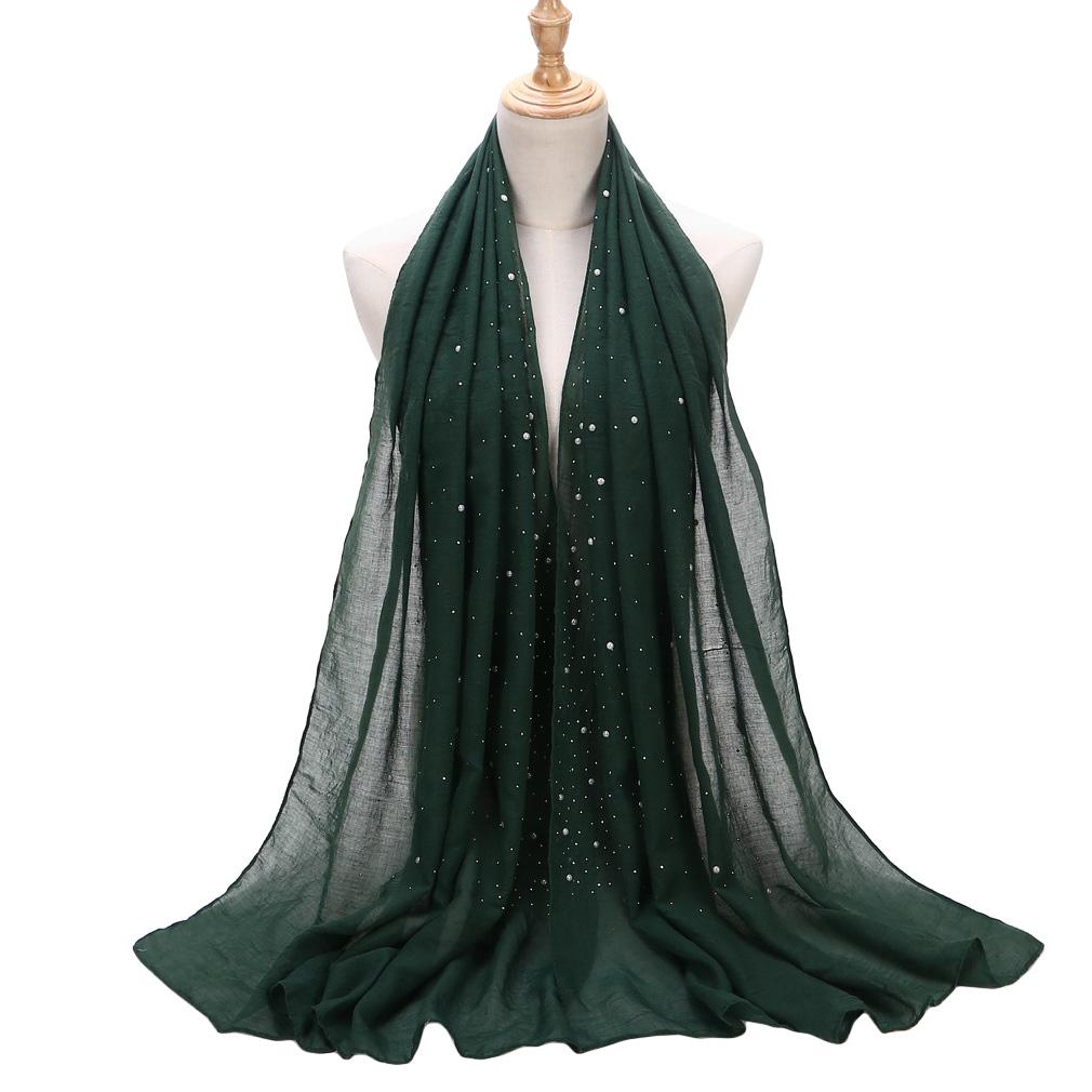 75x180cm Beads Pleated Hijab, Cotton Rayon Scarf Shawl