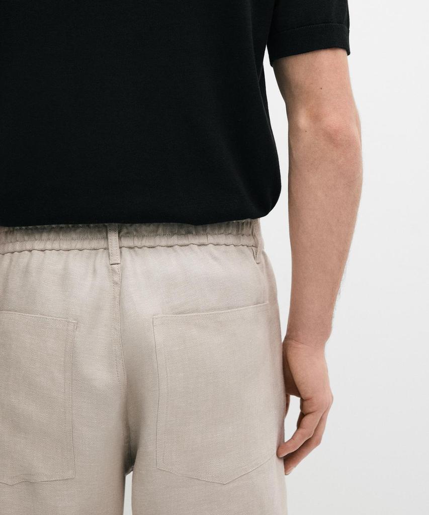 Masimodutti Semi-Jogger Fit Linen Pants