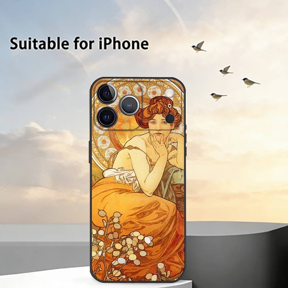 ART Alphonse M-Mucha Phone Case Silicone Soft For IPhone 17 16 15 14 13 12 11 X XR Plus Pro Max Plus
