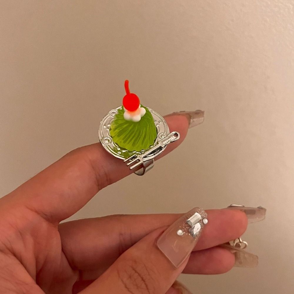 Spoon Mousse Cake Rings Open Jelly Finger Ring Fashion Adjustable Dessert Ring  Couples