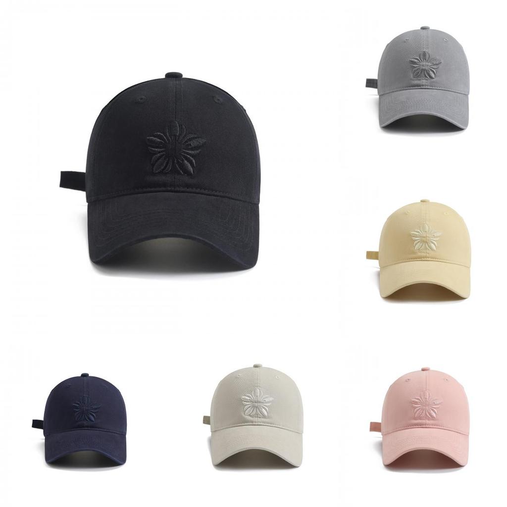 Snow Lotus Embroidered Cotton Baseball Cap With Sun Protection For Casual Women