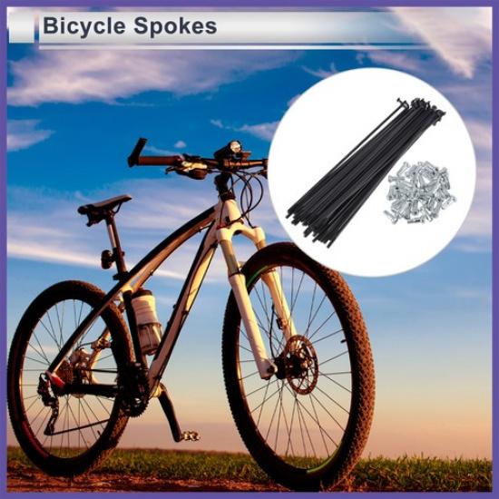 1Set 13G 130mm Length Bicycle Spokes Nipple 45 Steel Black Universal