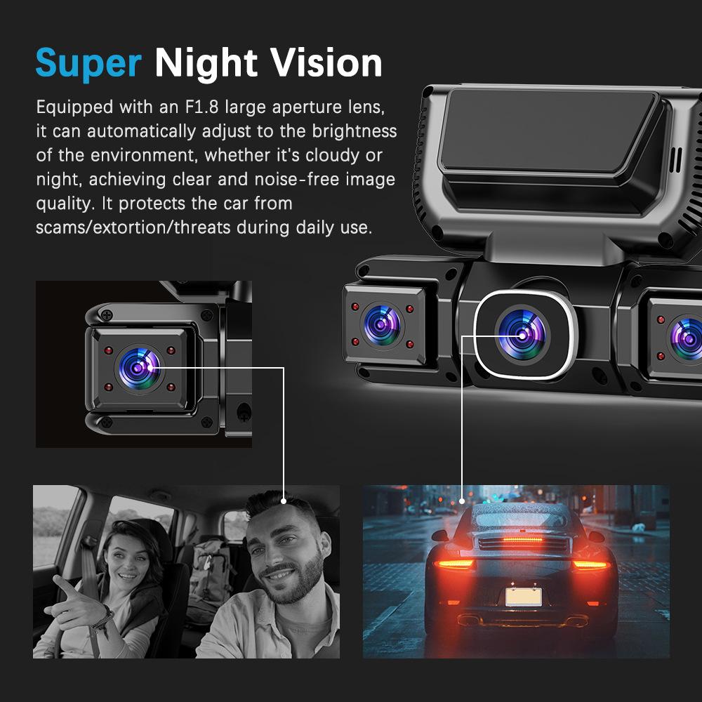 1080P Quad Dashcam mit 4-Kanal-Aufnahme, WiFi, Parkmodus & Smartphone-Synchronisation