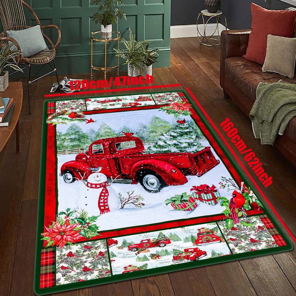 1Pcs Anti Fatigue Kitchen Rugs Christmas Truck Snowman  Waterproof Non-Slip Thick Cushioned Kitchen Mat Heavy Duty Comfort Standing Mat for Kitchen