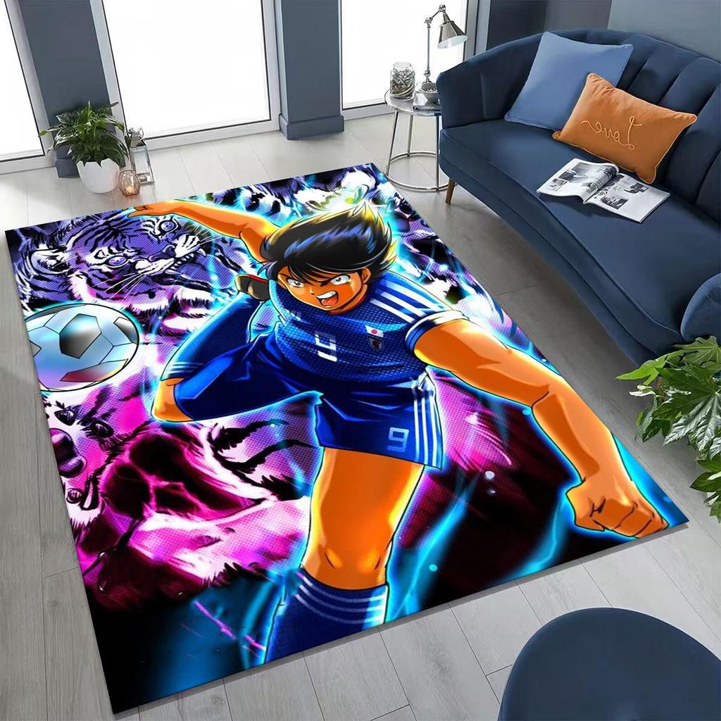 Captain Ozora Tsubasa Cartoon Football Rug for Bedroom Living Room Sofa Home Doormat Decor, Large Kids Play Non-slip Floor Mat