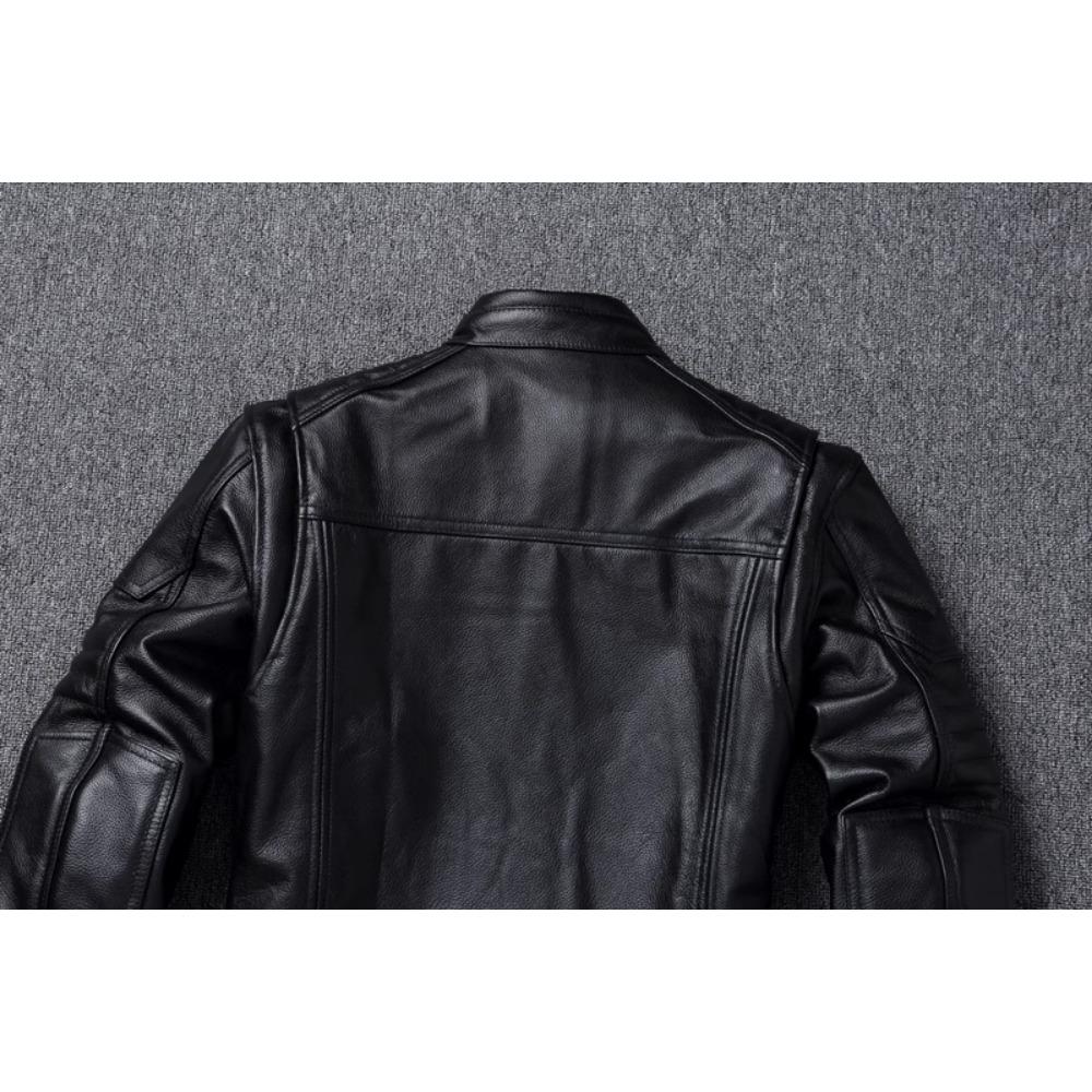 Chinese Size Vitnage Red Brown Men Leather Jacket Cowhide Leather Motorcycle Style Genuine Cow Jackets for Men Autumn