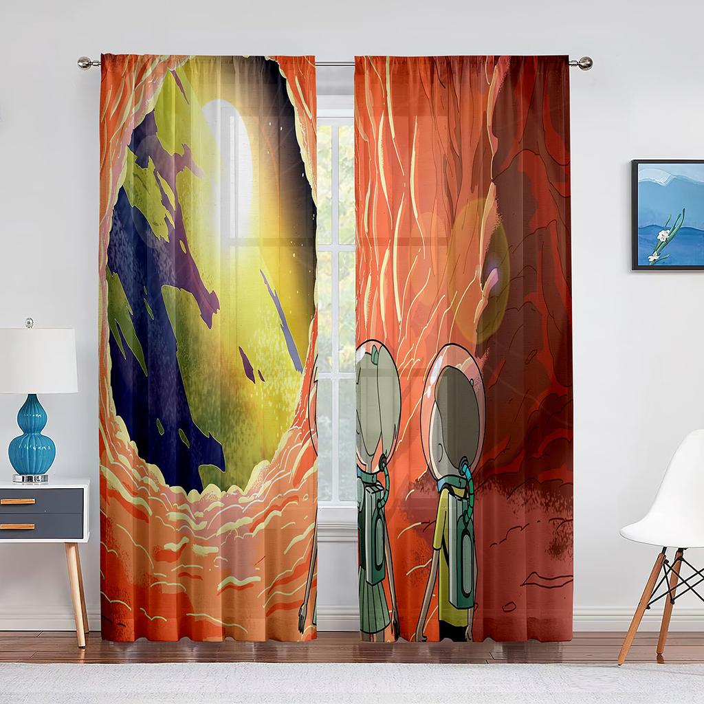 Floating Astronaut In Space Nebula Tulle Curtains for Living Room Bedroom Kitchen Decor Sheer Voile Curtains Window Treatment