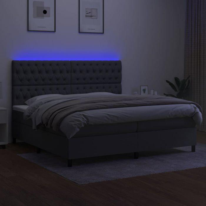Maison Exclusive - Sommier à lattes de lit et matelas et LED Gris foncé 200x200 cm