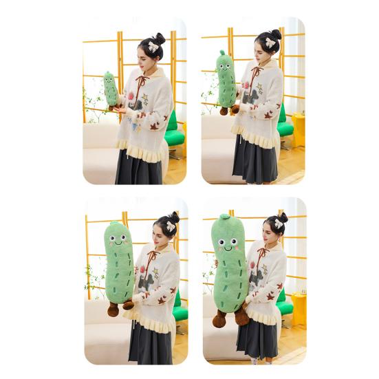 Smil Agurk Plysjdukke Bedårende Grønnsaks-Emotikon Kastepute Myk Utstoppet Grønnsaksleke Dekorative Gaver