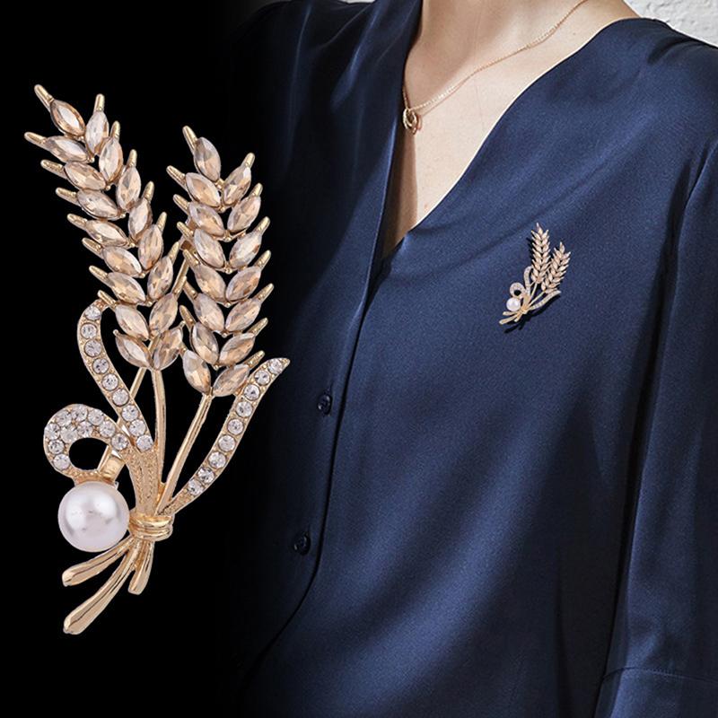 Luxury  Wheat Ear Brooch Collar Pins Shining Women Men'S Party Brooches Jewelry Gift