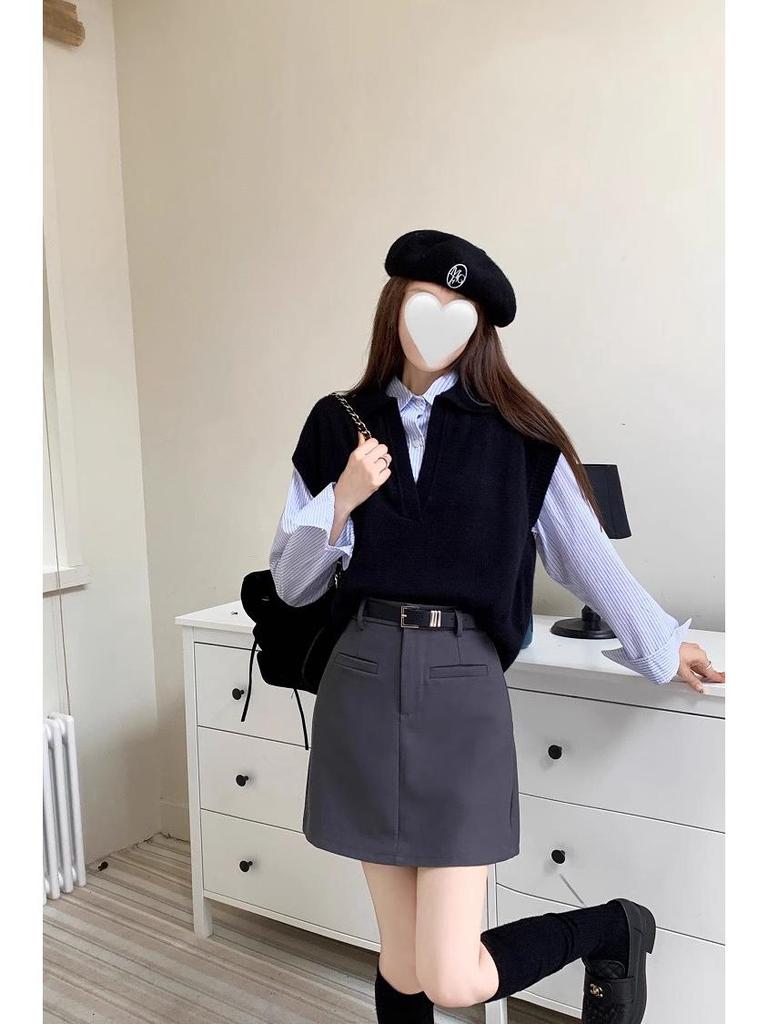 Spring 2024 Women's High-Waist A-Line College Style Mini Skirt