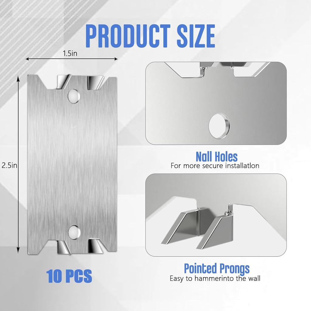 Nail Plates for Wood Studs 1.5 x 2.5 Inch Nail Plate Studguards Sharp Pointed Prongs Anti-Nail Protection Plate Shield Protect Plumbing and Wiring