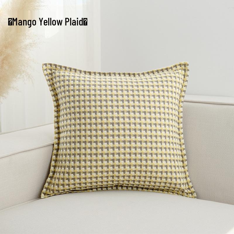 Nordic Retro Houndstooth Linen Pillowcase for Living Room Sofa