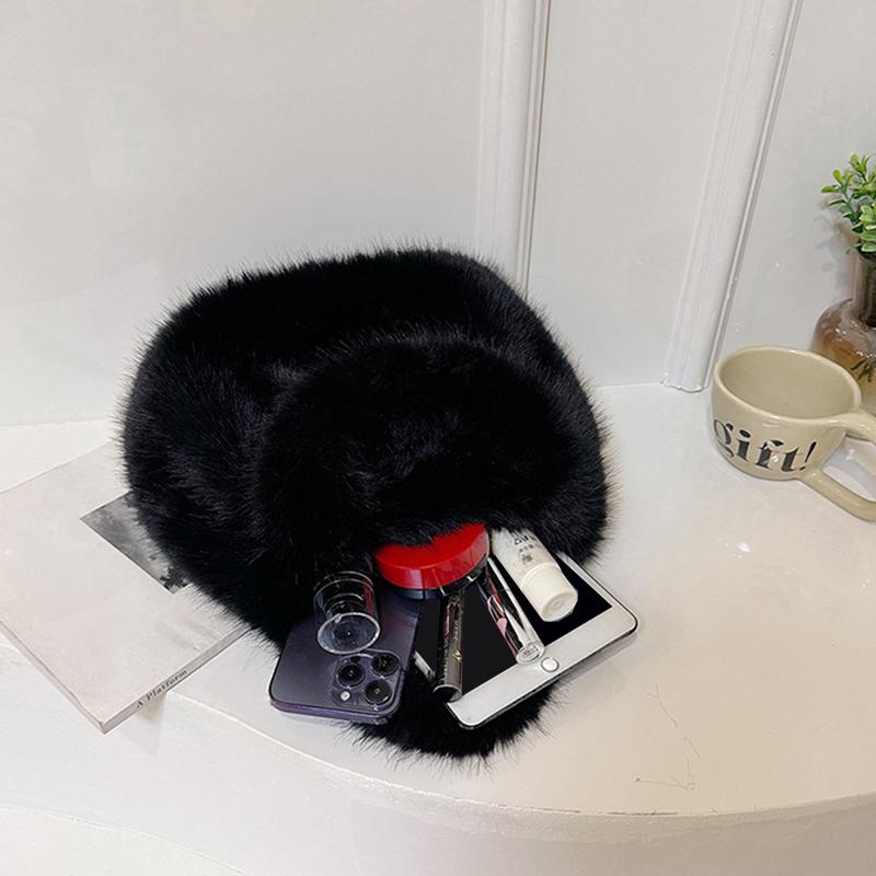 Fashion Cute Soft Plush Bag For Women Girls Luxury Fluffy Tote Bag Versatile Exquisite Autumn Winter Fur Shoulder Handbag Gifts