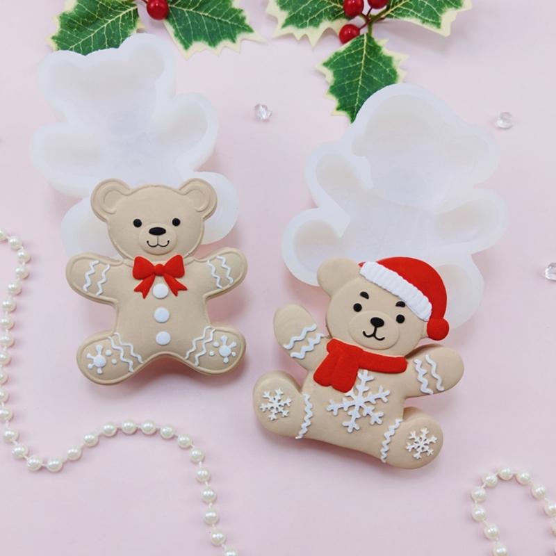 Santa Bear Shaped Silicone Mold Food Grade Materials For Baking Soap Making Candy Crafts Holiday Party Essential