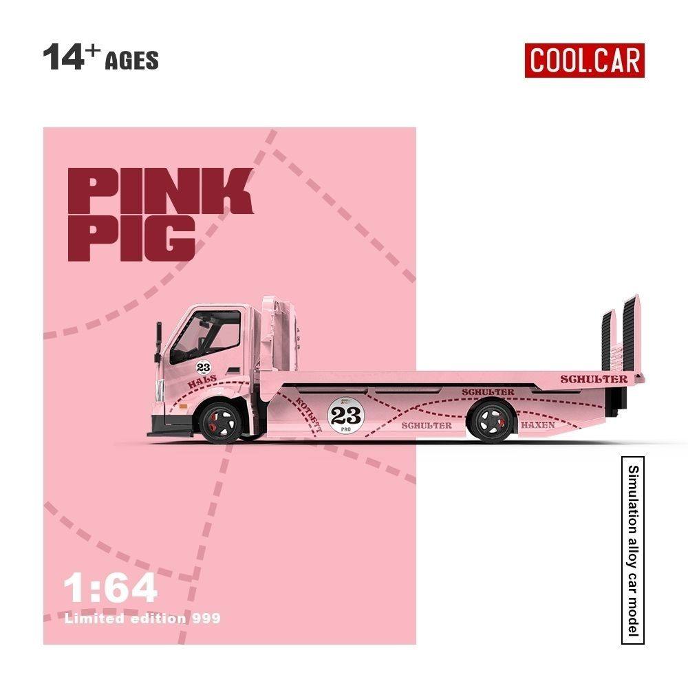 Cc 1:64 H300 Flatbed Transport Trailer Pink Pig; Alloy Car Model Simulation